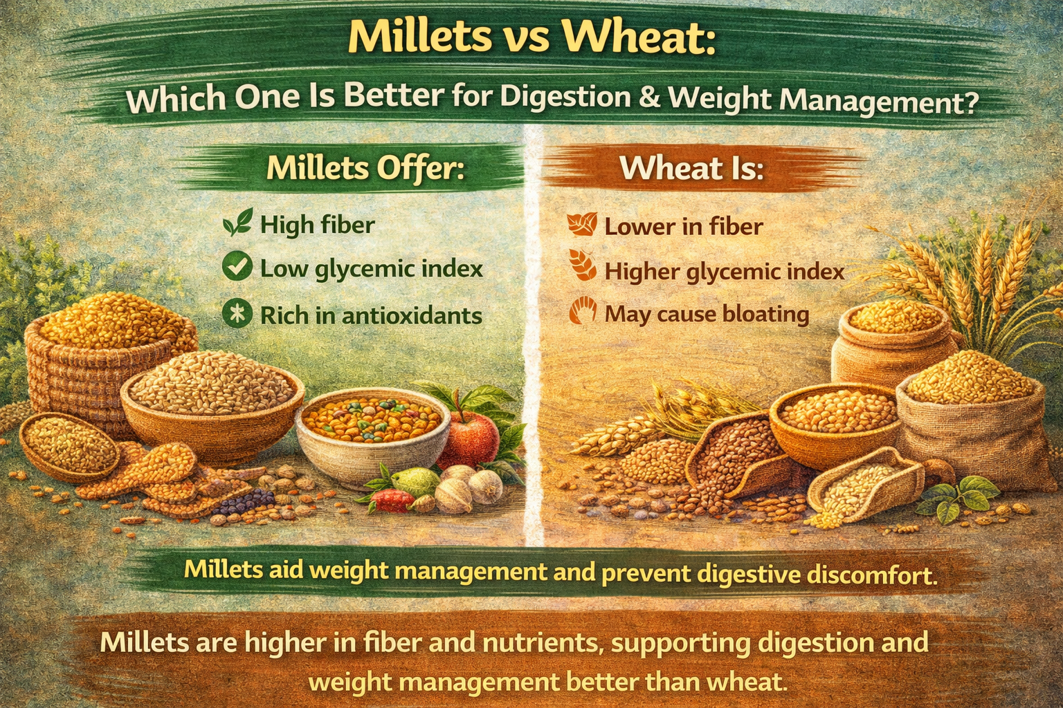 Millets vs Wheat: Which Is Better for Digestion & Weight Management? | Nutramore
